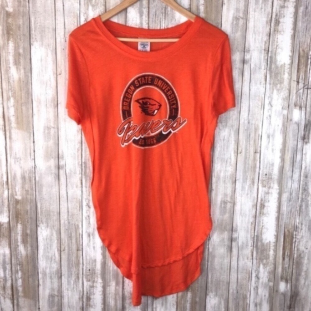 Oregon State Beavers Women’s Medium Orange High Low Tee Game Day Shirt NCAA